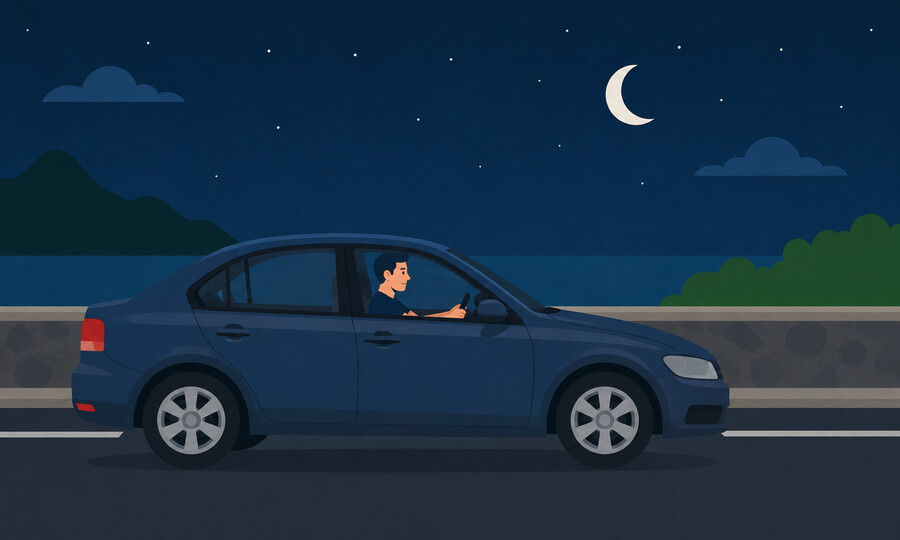 Penalty point offence 2: Driving without headlamps switched on during hours of darkness