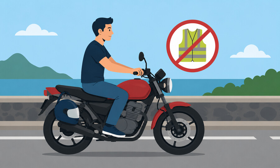 Penalty point offence 16: Failing to wear prescribed high-visibility clothing while riding a motorcycle