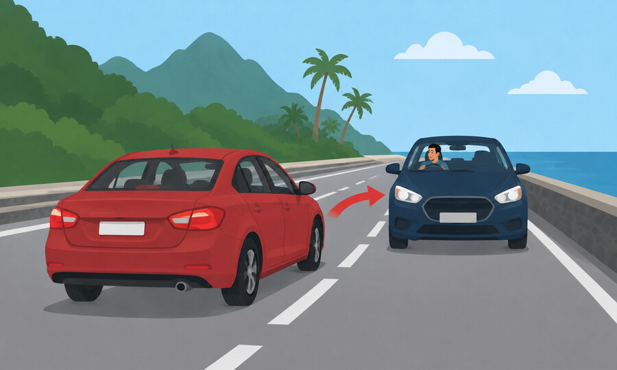 Penalty point offence 17: Obstructing traffic coming from the opposite direction while overtaking