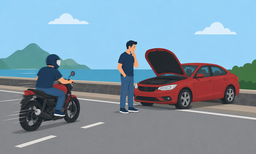 Penalty point offence 27: Failing to display a triangular warning sign following an accident, breakdown or emergency